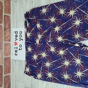 LuLaRoe Tall and Curvy Leggings - Patriotic (Red, White and Blue Fireworks)